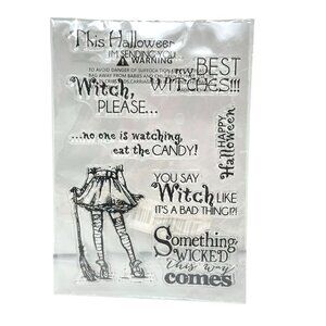 Halloween Clear Stamps Set Witch Quotes Something Wicked Happy Halloween Craft